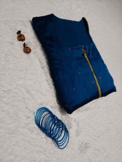 [Ready SG Stock-Zip & Go Saree] Brown Cotton Blend Ethnic Morifs Jari Work Saree with Ready Blouse, Linings