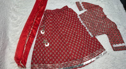 3 to 10 Yrs Girls Skirt-top Dress Pure Soft Cotton Lehnga Dress with stole Dupatta [Traditional Indian Dresses for Girl's]