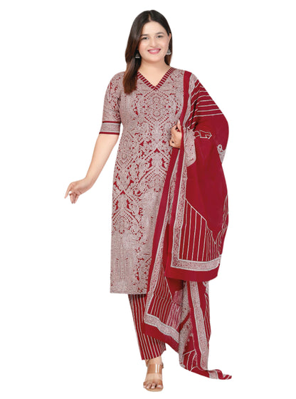 [Ready SG Stock- Size 3XL to 6XL] Comfortable Cotton Plus Size 3 Pcs Punjabi Suit With Dupatta [INDIAN DRESS]