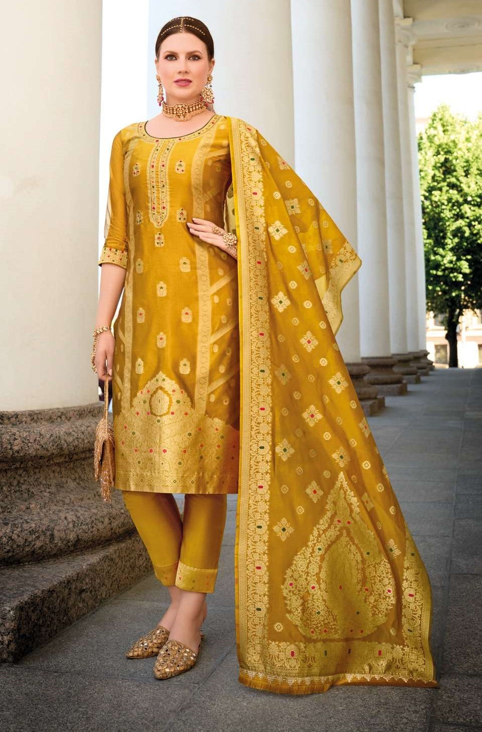 [Ready SG Stock] Deepavali & Wedding-Wear Pure Silk 3 Pcs Punjabi Suit + Inner[ Premium Indian Dresses]