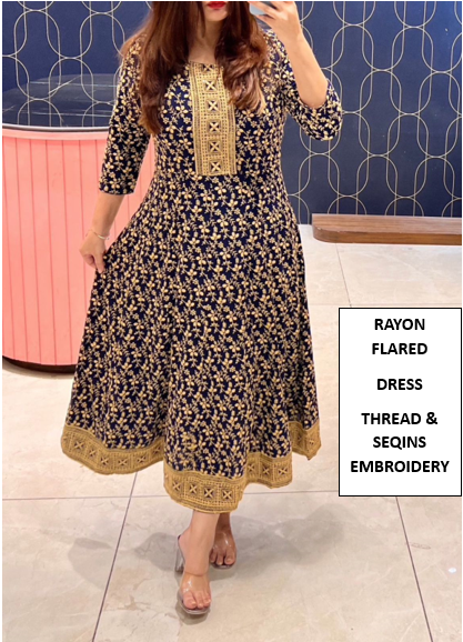 [Ready SG Stock] New Rayon One-Piece Dress with Full Thread Embroidery & Sequins work [Indian Dresses]