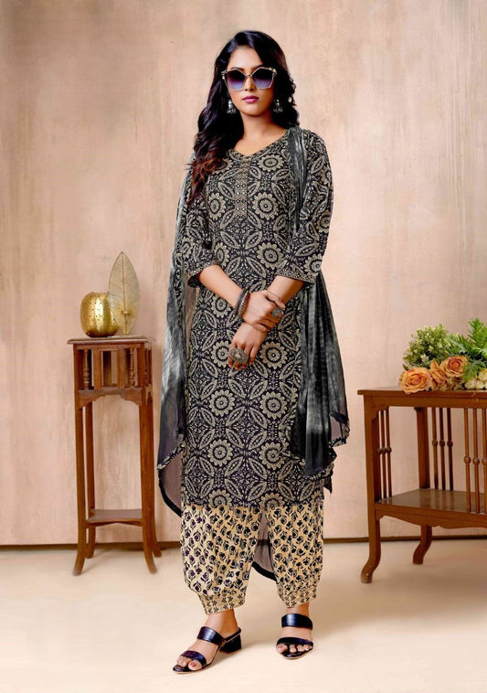 [Ready SG Stock] Rayon Afgani\Pathani Punjabi 3 Pcs Suit with Chiffon Dupatta [Indian Dresses]