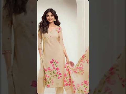 [Ready SG Stock] Sobar Embroidered Digital Floral Printed Straight Kurta, Pant & Dupatta 3 Pcs Punjabi Suit [Indian Dresses]