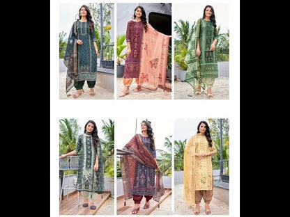 [Ready SG Stock] Soft Subtle Masline Digital Print Punjabi Suit With Full Inner & Afghani Pants, Dupatta 3 Pcs Set- Indian Dresses